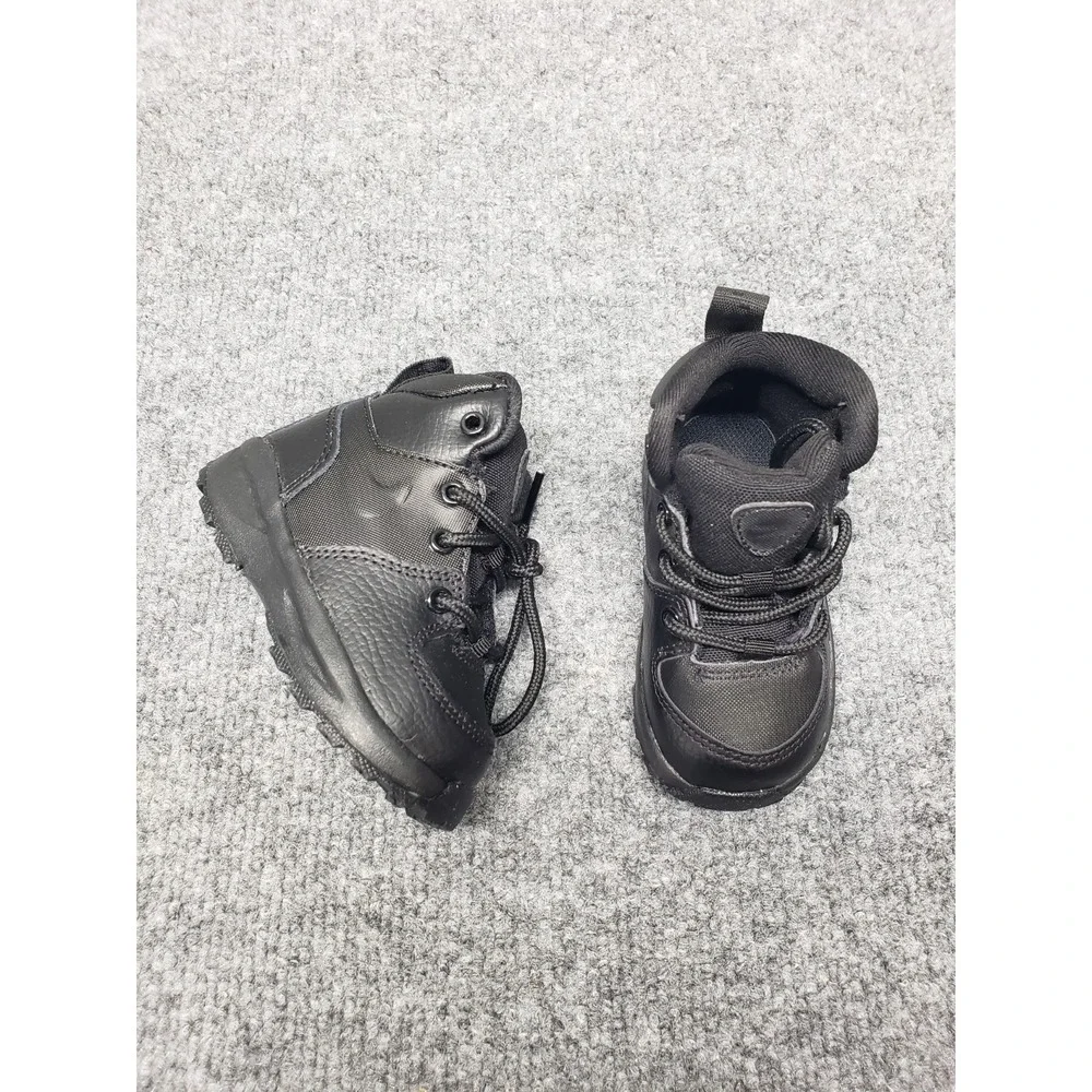 Nike Manoa LTR Toddler Sneaker Shoe 4C Black Leather Boots High Top Lace Up Wear